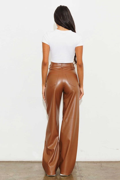 Howdy- Vegan Leather Wide Leg Pants