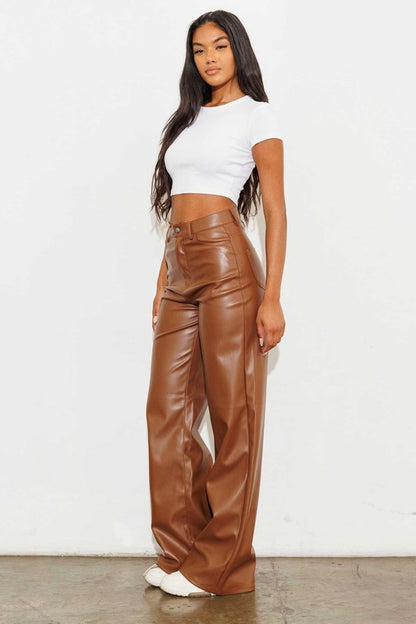 Howdy- Vegan Leather Wide Leg Pants