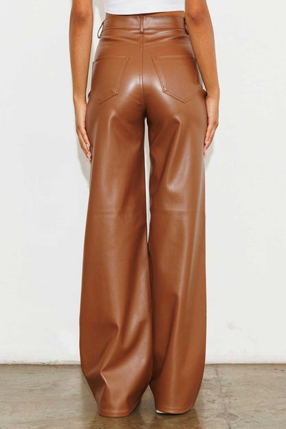 Howdy- Vegan Leather Wide Leg Pants