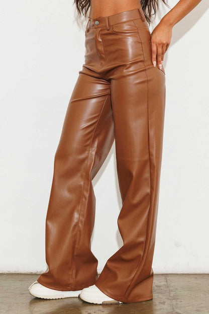 Howdy- Vegan Leather Wide Leg Pants