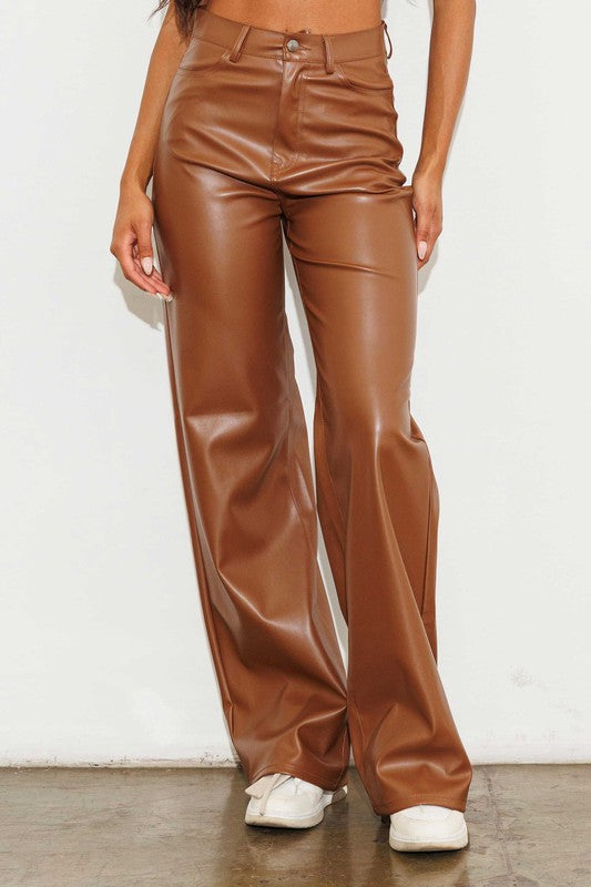 Howdy- Vegan Leather Wide Leg Pants